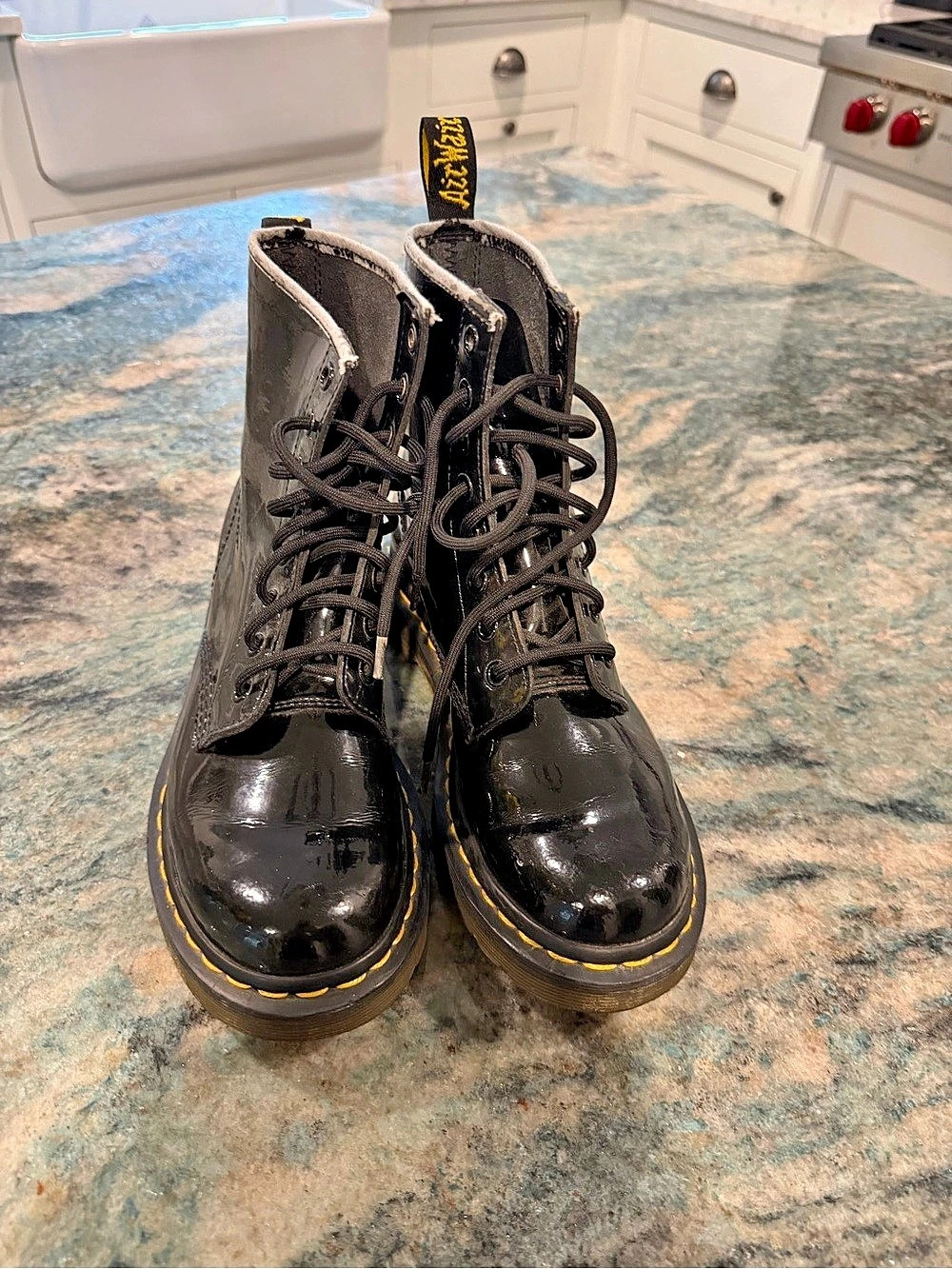 Dr. Martens 1460 Black Combat Boots Women’s US 7 
Patent faux leather Y2K punk